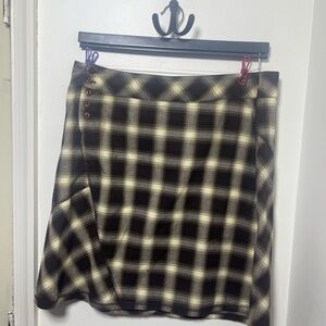Horny Toad Plaid Wrap Skort Brown Cream Button Front Skirt Size 10